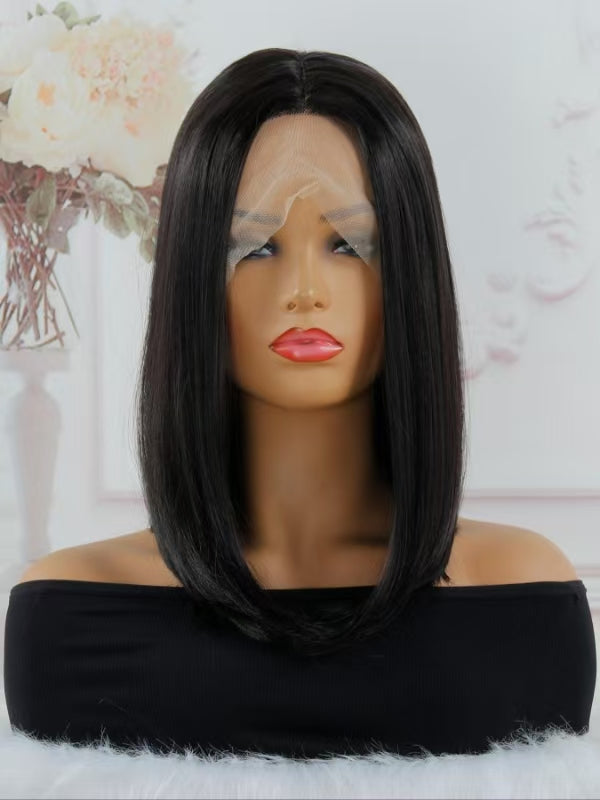13x4x1 Lace Synthetic Wig – Non-Toxic, 14-Inch Wave Straight Style, Glueless Lace Front for All Occasions