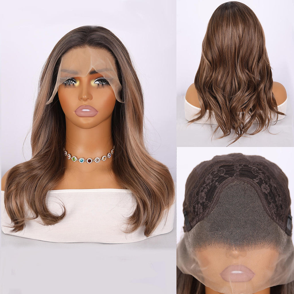 Fashion Synthetic Lace Front Wig – Brown Gradient Curly Long Braided Style, 2025 Best-Seller