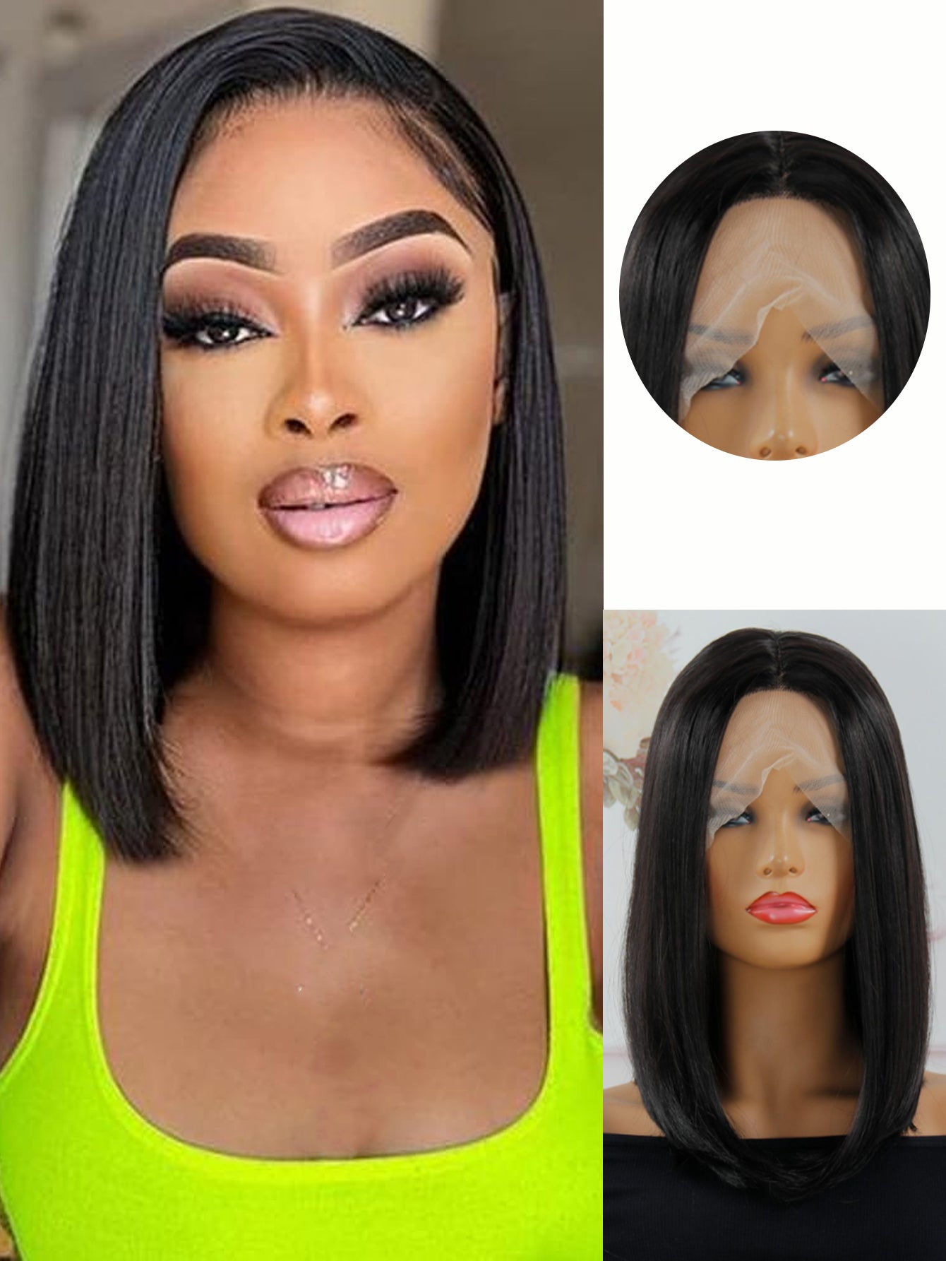 13x4x1 Lace Synthetic Wig – Non-Toxic, 14-Inch Wave Straight Style, Glueless Lace Front for All Occasions
