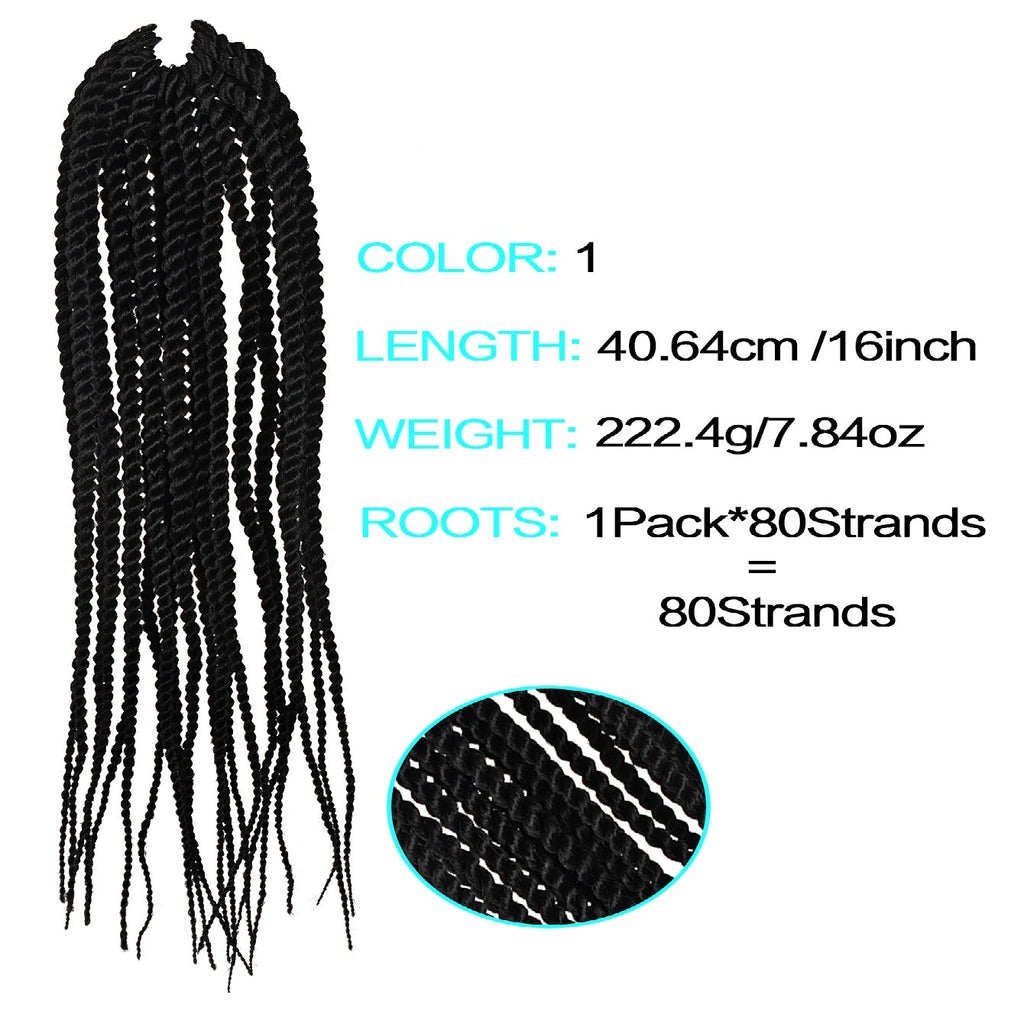 4X EZ Long Senegalese Braids – 16 Inch Crochet Hair, Synthetic Box Braid in Black/Burgundy/Brown