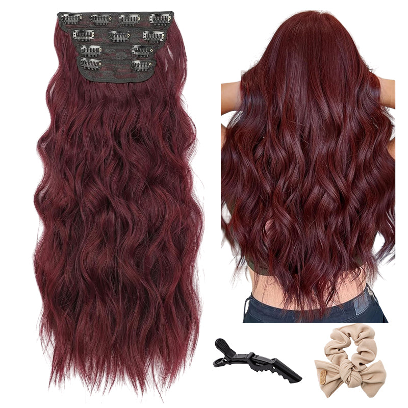 Holdbalance Clip-In Hair Extensions – Long Straight/Wavy Synthetic Hairpiece, Natural & Soft, Perfect for Daily & Party Use