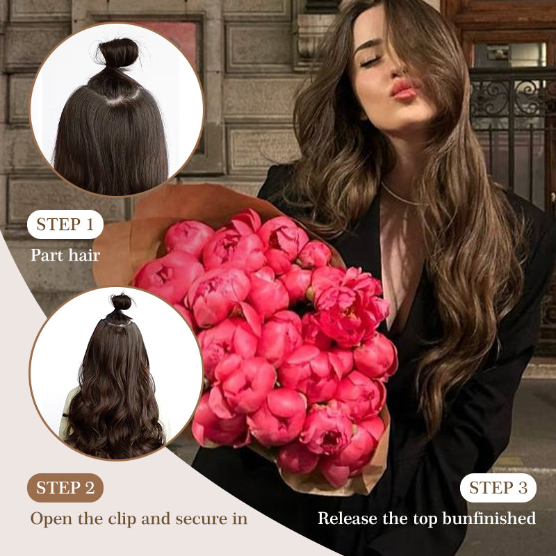 Holdbalance Clip-In Hair Extensions – Long Straight/Wavy Synthetic Hairpiece, Natural & Soft, Perfect for Daily & Party Use