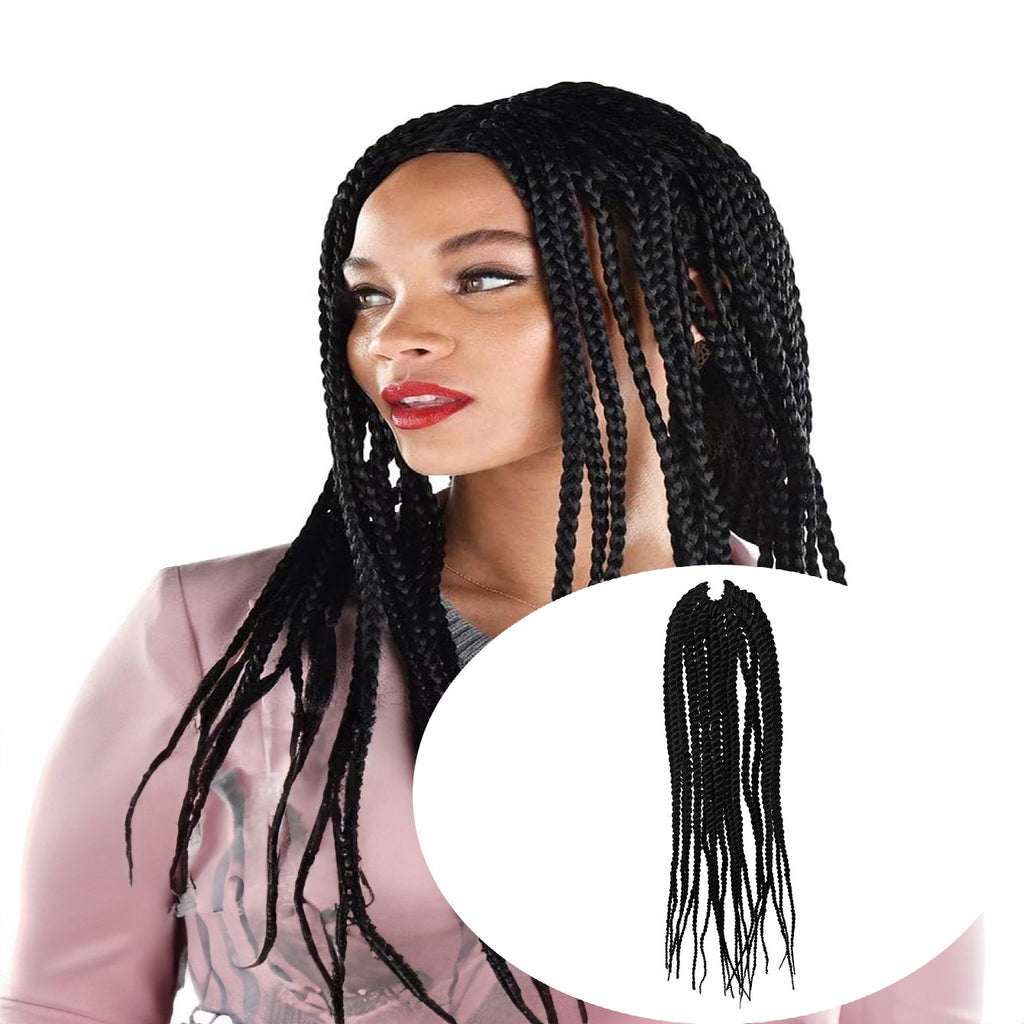 4X EZ Long Senegalese Braids – 16 Inch Crochet Hair, Synthetic Box Braid in Black/Burgundy/Brown
