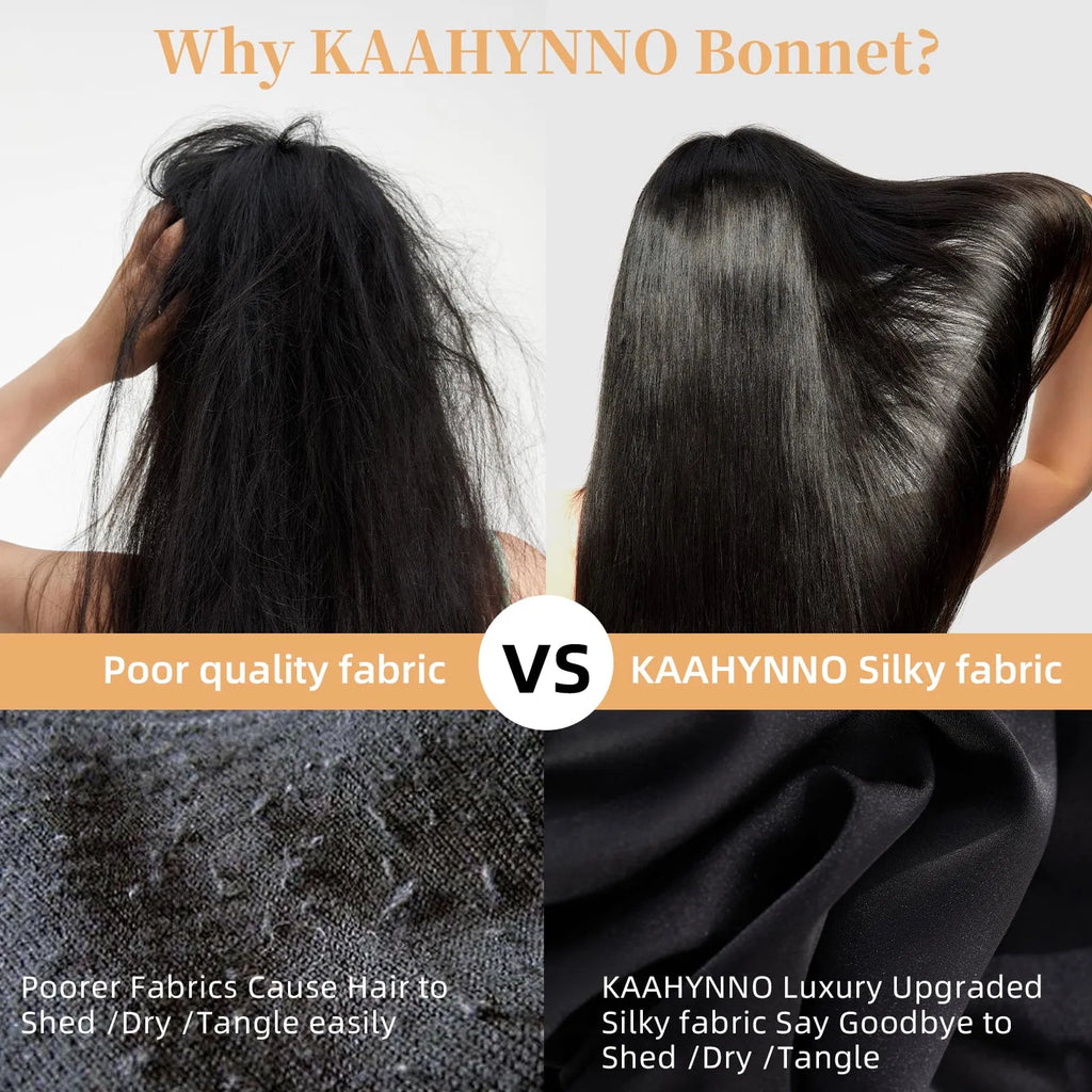 Silk Satin Sleeping Bonnet – Hair Protection for Women & Men, Wavy, Curly & Natural Hair, Black