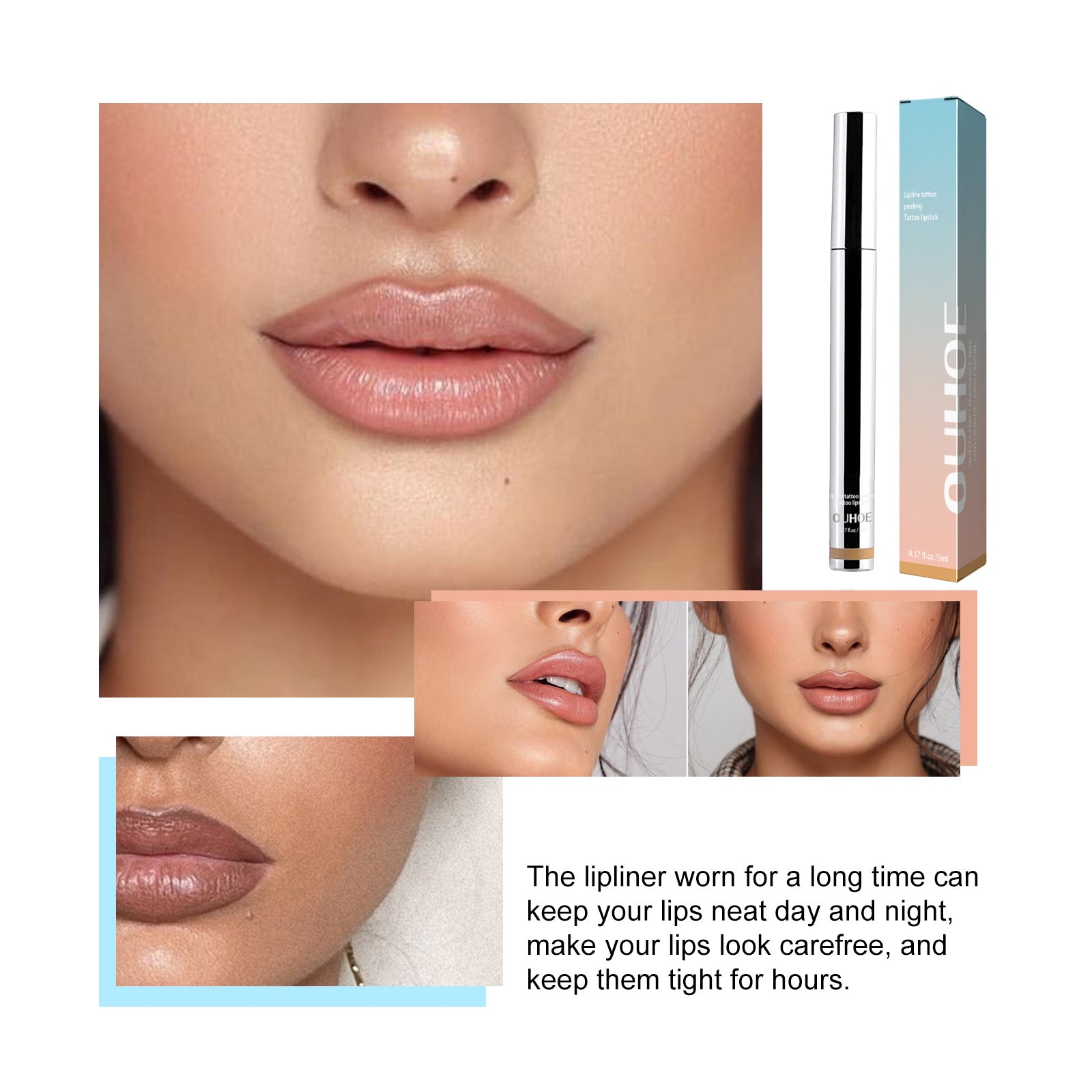 OUHOE Peel-Off Lip Liner – Plump Lip Lines, Long-Lasting Color Without Makeup